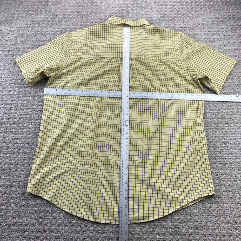 Vintage CHAPS Polo Shirt Men Large L Yellow Checkered Button Down Short Sleeves - Picture 7 of 9